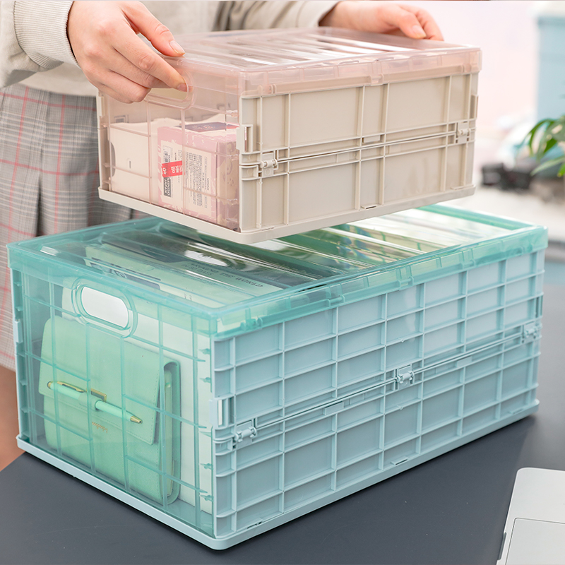 Foldable storage box Plastic transparent book box Student dormitory book storage box for classroom