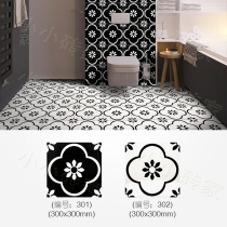 Non-slip black and white tiles 300 Nordic simple kitchen and bathroom tiles wall tiles restaurant bathroom kitchen floor tiles flower pieces