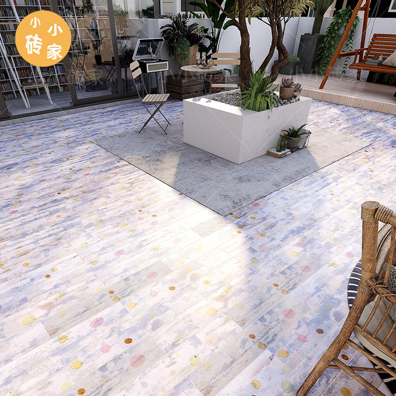 Wood Grain Brick Watercolor Personality Living Room Paint Imitation Ancient Brick Imitation Solid Wood Flooring Brick Wood Grain Tile Anti Slip Balcony Floor Tiles