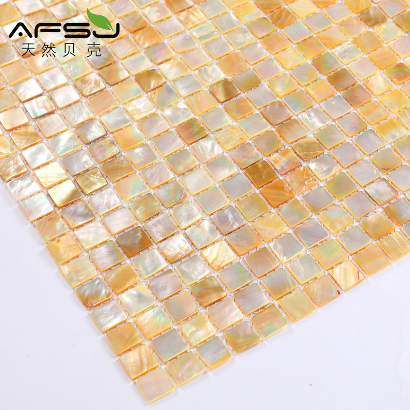 afsj natural yellow dish shell mosaic Imported seawater shell European yellowish entrance bathroom living room background wall