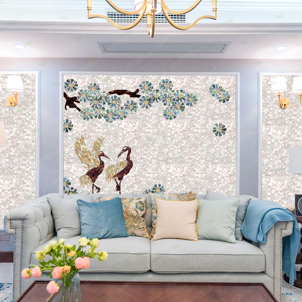 afsj shell mosaic European-style puzzle background wall living room Xuanguan bedroom modern parquet decoration crane shelter Qingsong