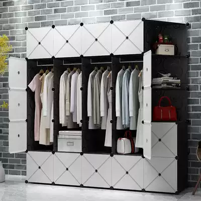 Simple wardrobe Modern simple assembly Bedroom storage storage cabinet rental room household hanging economical folding wardrobe