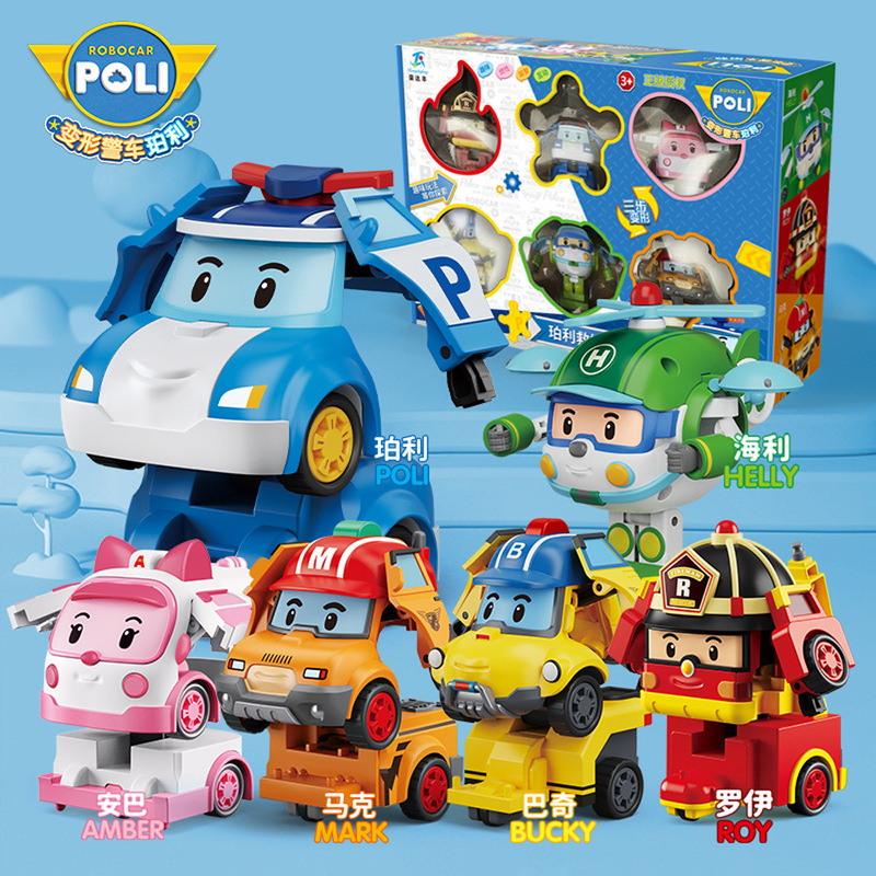 Poli Rescue Team Police Car Transforming Robot Roy Poli Police Chief Amba Fire Truck Haili Helicopter Toy Poli Rescue Team Police Car Transforming Robot Roy Poli Police Chief Amba Fire Truck Haili Helicopter Toy