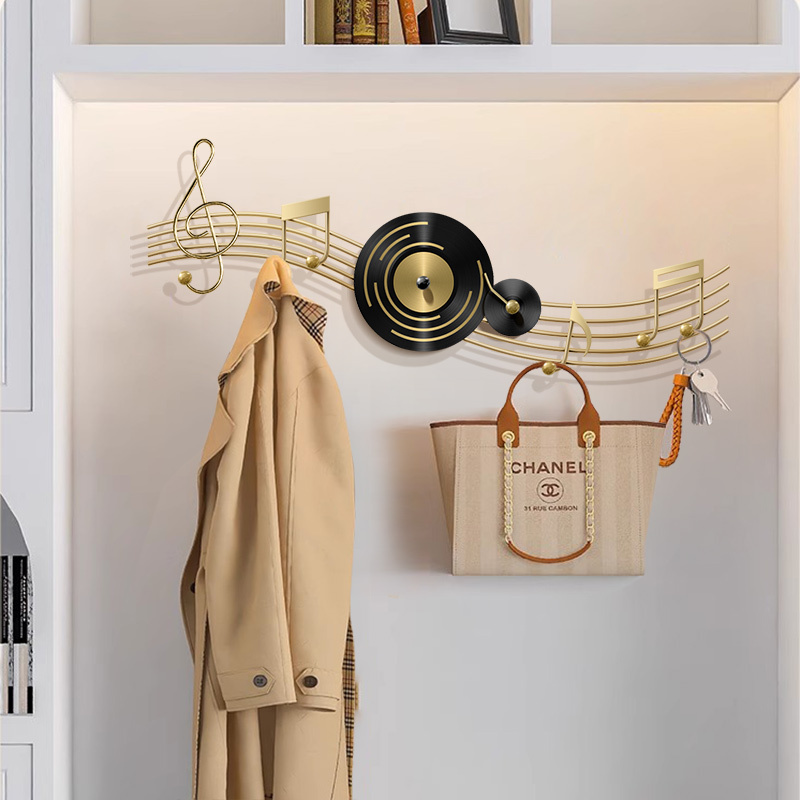 Creative Musical Note Wall-Mounted Coat Hook for Hotel Bedroom, No-Drill Luxury Entryway Hook