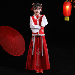 Chinese Hanfu girls new years dress childrens Chinese style little girls babys Tang style jacket skirt 