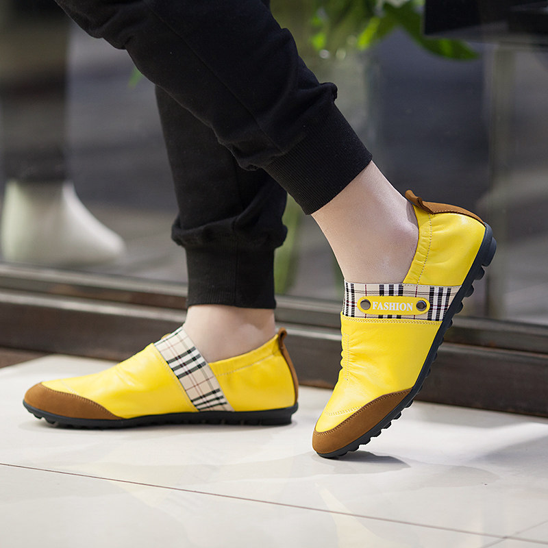 Summer leather shoes Men's white casual shoes Head layer Bull Leather Leather Leather Leather Leather Leather Leather Shoes leather shoes Lazy Shoes, European and American Youth Low Help Shoes