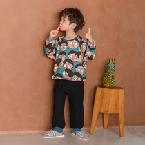 Baby pajamas spring and autumn pure cotton cute little boy spring long-sleeved suit in the big child baby home clothes new spring
