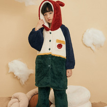 Boys pajamas autumn and winter New coral velvet cute suit male baby winter long flannel home clothing children