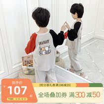 Boys pajamas spring and autumn cotton long sleeve set for boys and children young children spring and summer thin childrens home clothes