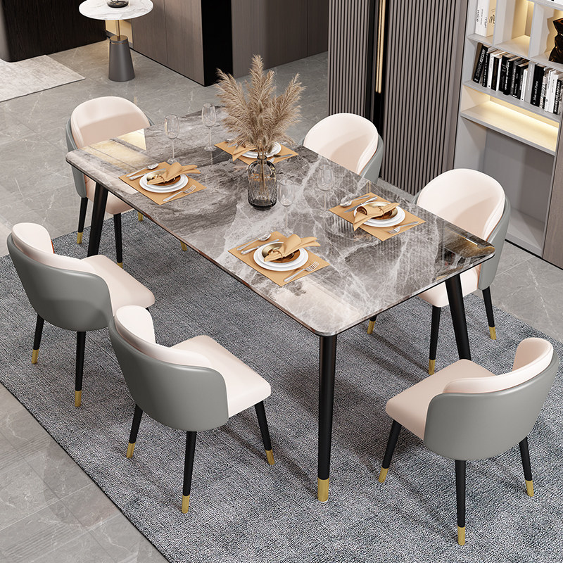 Nordic Rockboard Dining Table And Chairs Combined Light Extravagant Marble Table Home Modern Minima Rectangular Dining Table Small Family Style