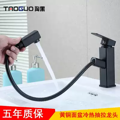 Black faucet single hole wash basin basin can be drawn hot and cold faucet nozzle head cold and warm dressing room household