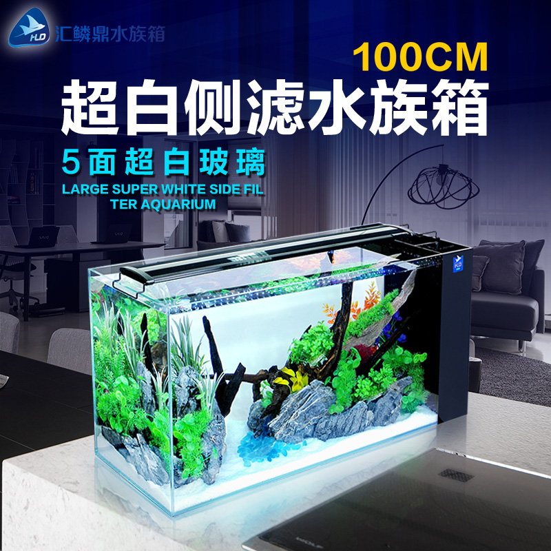 Large screen Xuanguan rectangular glass table top ecological living room shoe cabinet gold fish tank in ultra white fish tank aquarium