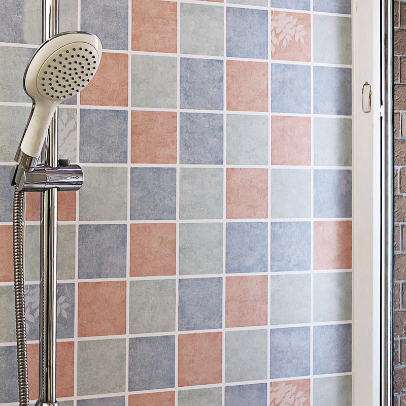 Bathroom sticker waterproof self-adhesive wallpaper wall Refurbished Makeup Room Wallpaper Mosaic Wall Paste Toilet Thickened Tile Sticker
