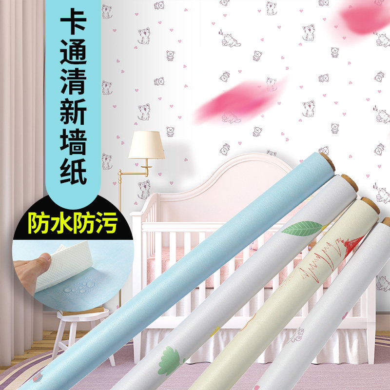 Wallpaper Bedroom Cozy Self-adhesive Girl Room Bedside Wallpaper Decorated with waterproof moisture-proof cartoon wall sticker stickers