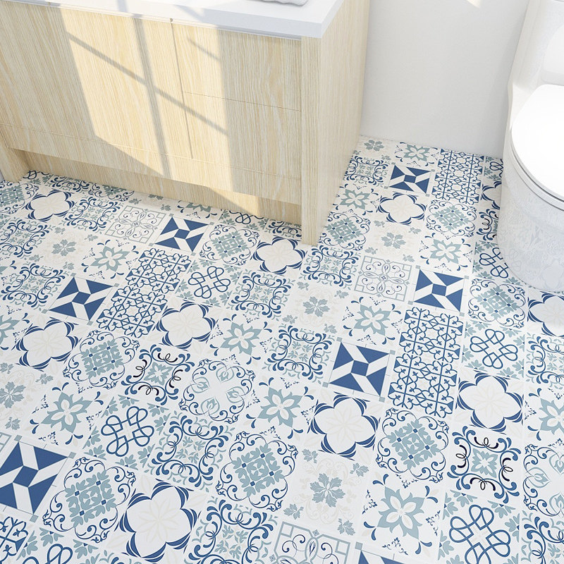 Makeup Room Floor Slip-Proof Tile Wall Stickup Waterproof Abrasion Resistant Self-Adhesive Kitchen Ground Sticker Decoration Renovated Floor Sticker