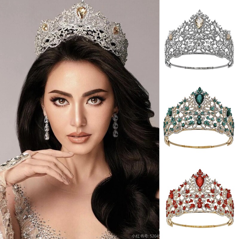 Miss World Style Crown, Beauty Pageant Queen Championship Crown, Adjustable Baroque Singing and Catwalk Bridal Crown