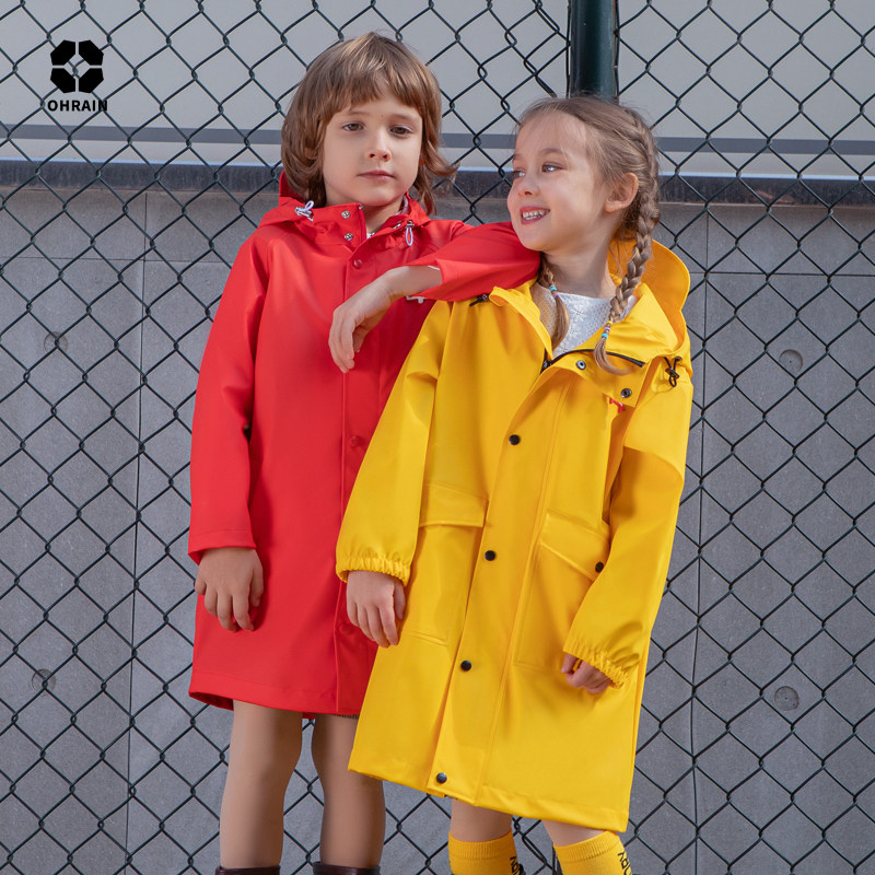 ohrain children's raincoat kindergarten primary school boys and girls baby back breathable windproof rainproof jacket poncho