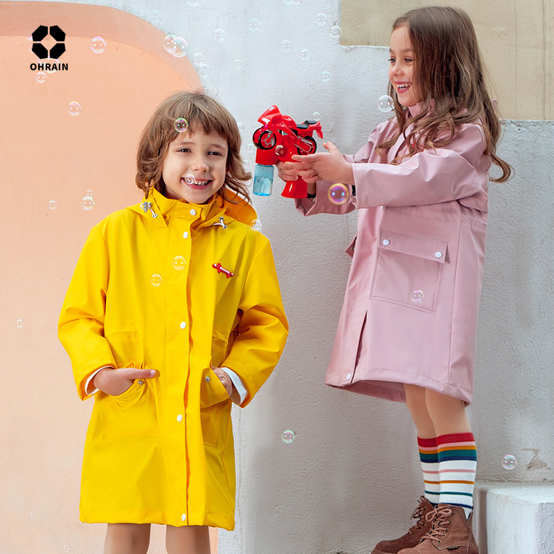 ohrin child raincoat kindergarten baby student child full body waterproof long style jacket windsuit jacket rain cape-Taobao