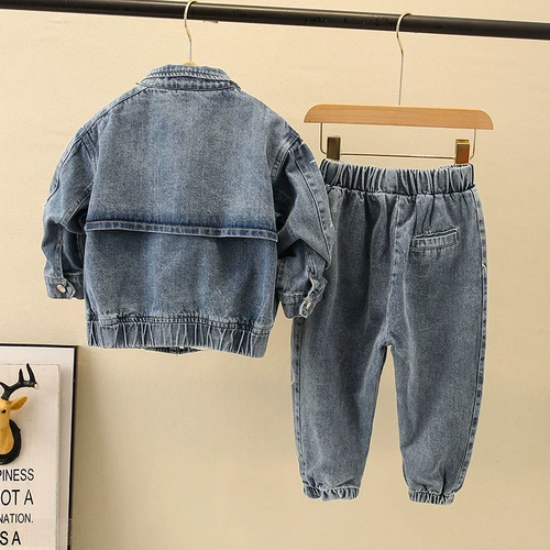 Весенний детский джинсовый осенний комплект для мальчиков, коллекция 2021, в западном стиле, 2-9 лет