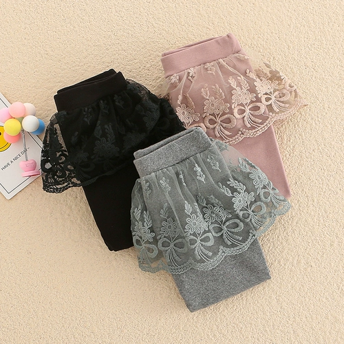 Демисезонные спортивные леггинсы с шортами, комплект, штаны, осенняя тонкая юбка на девочку, в западном стиле