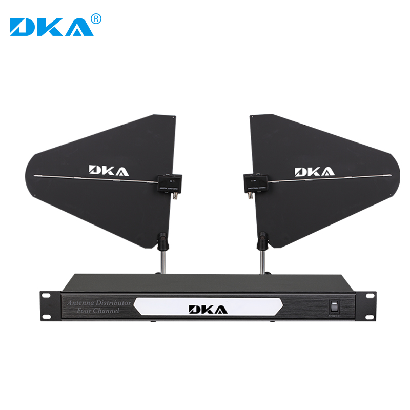 DKA microphone booster enhances reception of one-to-four stage performance wireless microphone signal antenna amplifier