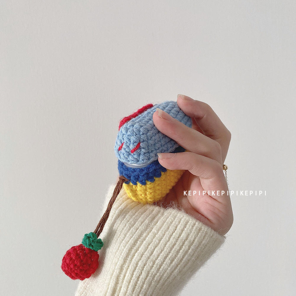 Cute Princess Little Yin Peach Wool Thread Knit airpods1 2 Generation Protective Sleeve Silicone Softshell Wireless Bluetooth Headphones