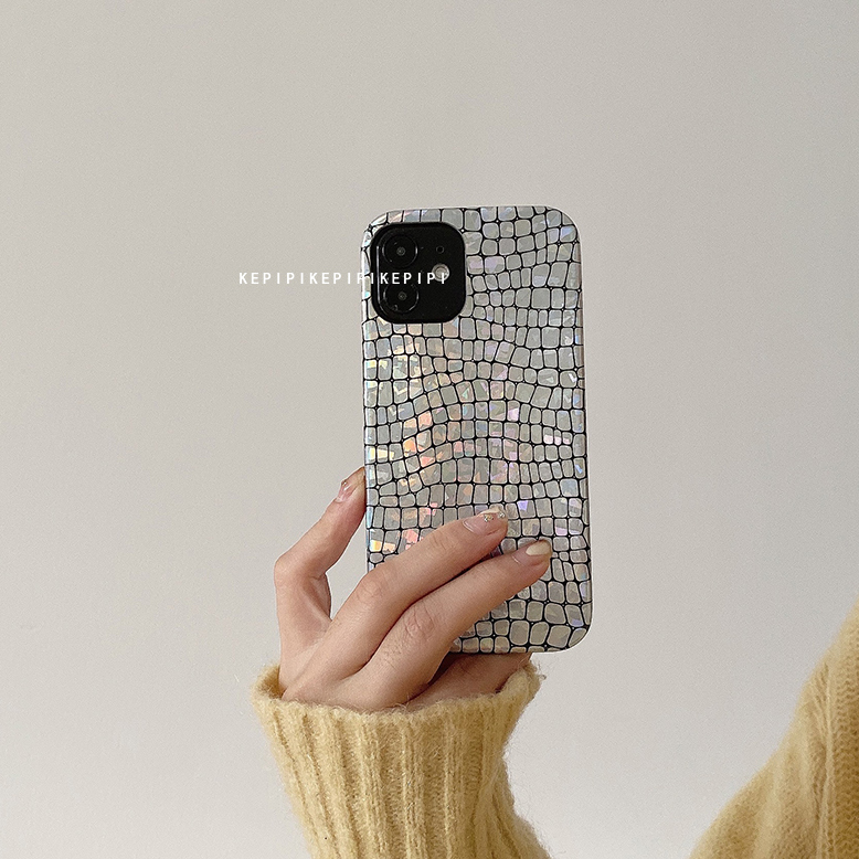 ins personalized laser imitation silver surface suitable for 13 12promax mobile phone protective shell suitable for iPhone11 x xsmax tide