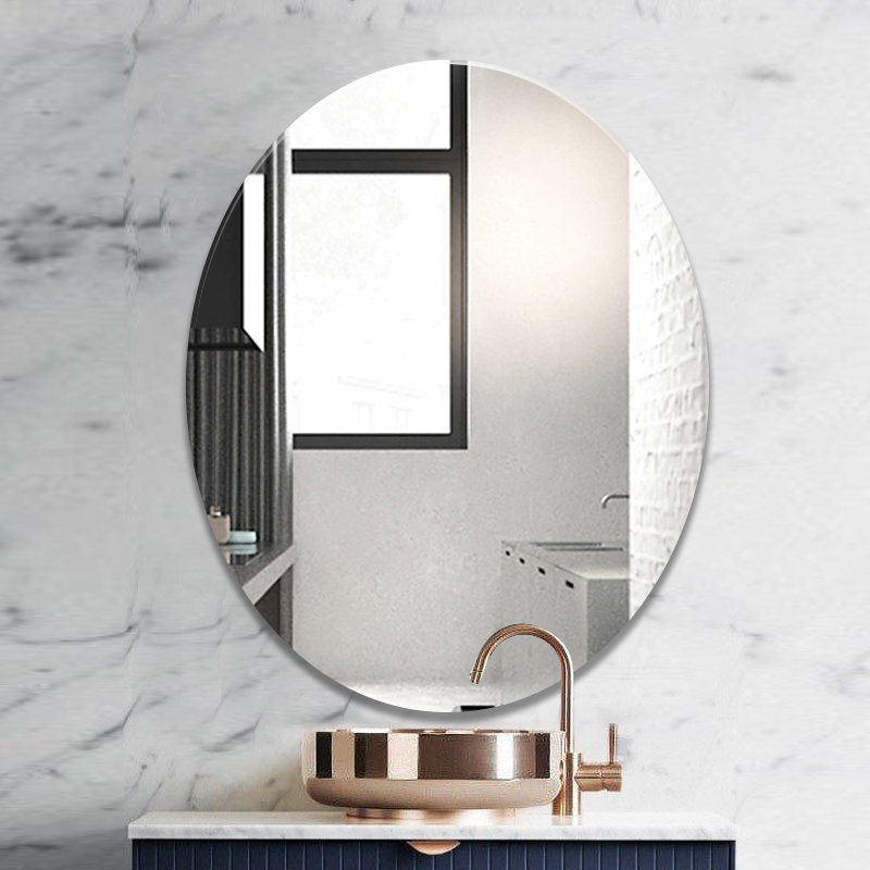 Oval Bathroom Mirror Applique Wall Self-Glued Toilet Wash Table Washbasin Free of perforated wall-mounted dressings wall-to-wall style-Taobao