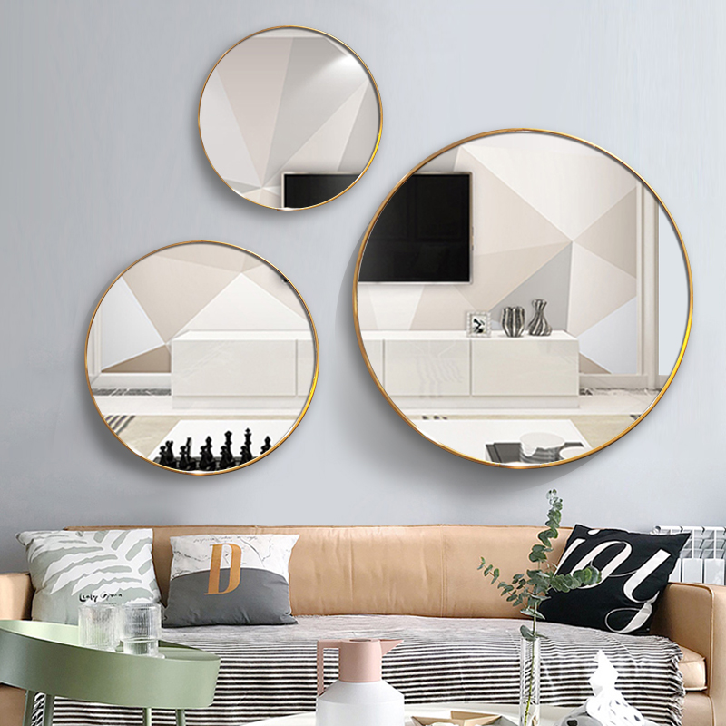 Aluminum Alloy Toilet Bathroom Mirror Round Mirror With Shelve Mirror Wash Face Pool Mirror Free of perforated toilet Bathroom Mirror-Taobao