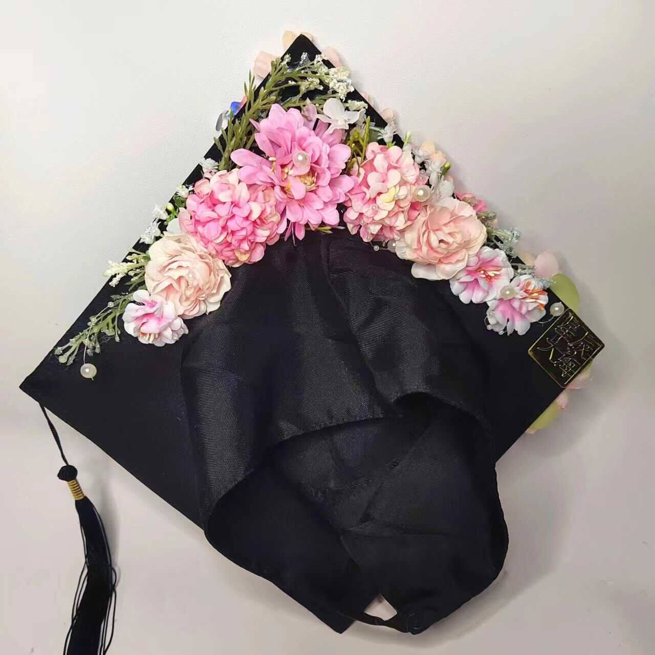 簪花学士帽diy成品装饰毕业博士硕士大学位帽儿童幼儿园-阿里巴巴