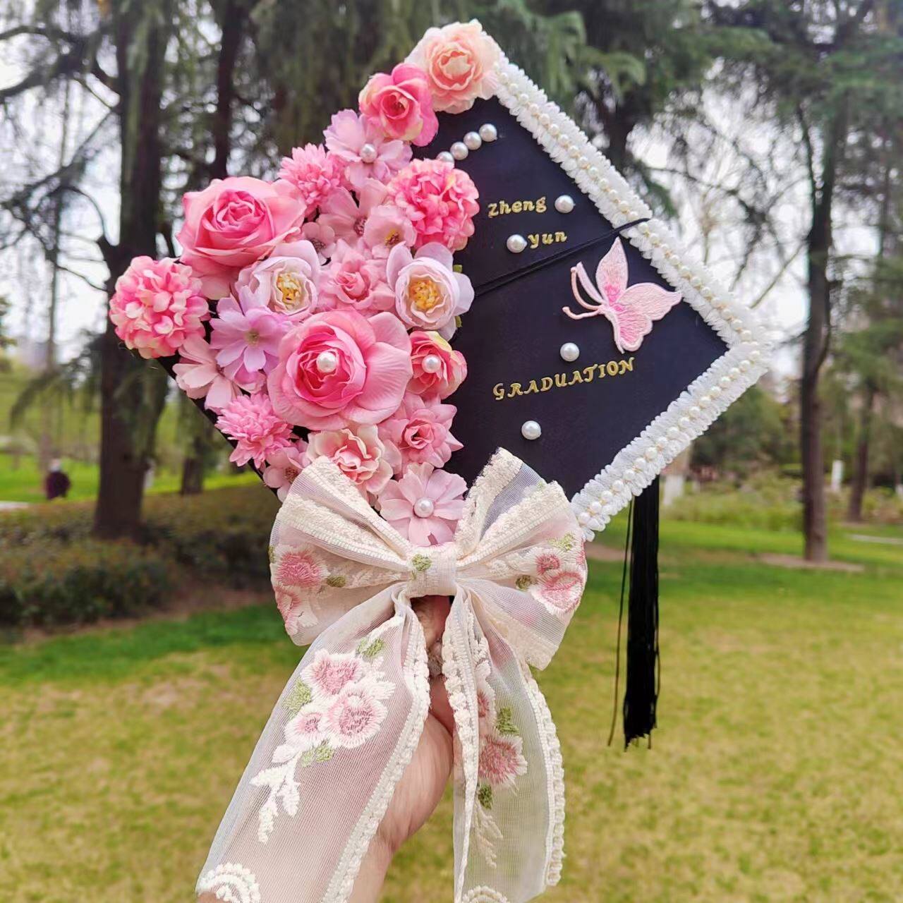 学士帽diy成品毕业博士硕士大学位帽儿童幼儿园簪花装饰-阿里巴巴