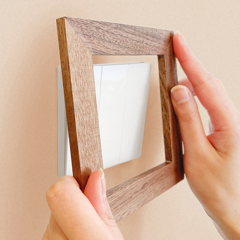 Nordic Solid Wood Switch Patch Wall Sticker Wall Power Socket Wall Switch Protection Box Creative Minimalist Style