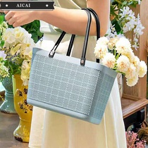 Linen large supermarket portable shopping basket bathroom waterproof storage basket home environmental protection plastic picking shopping basket