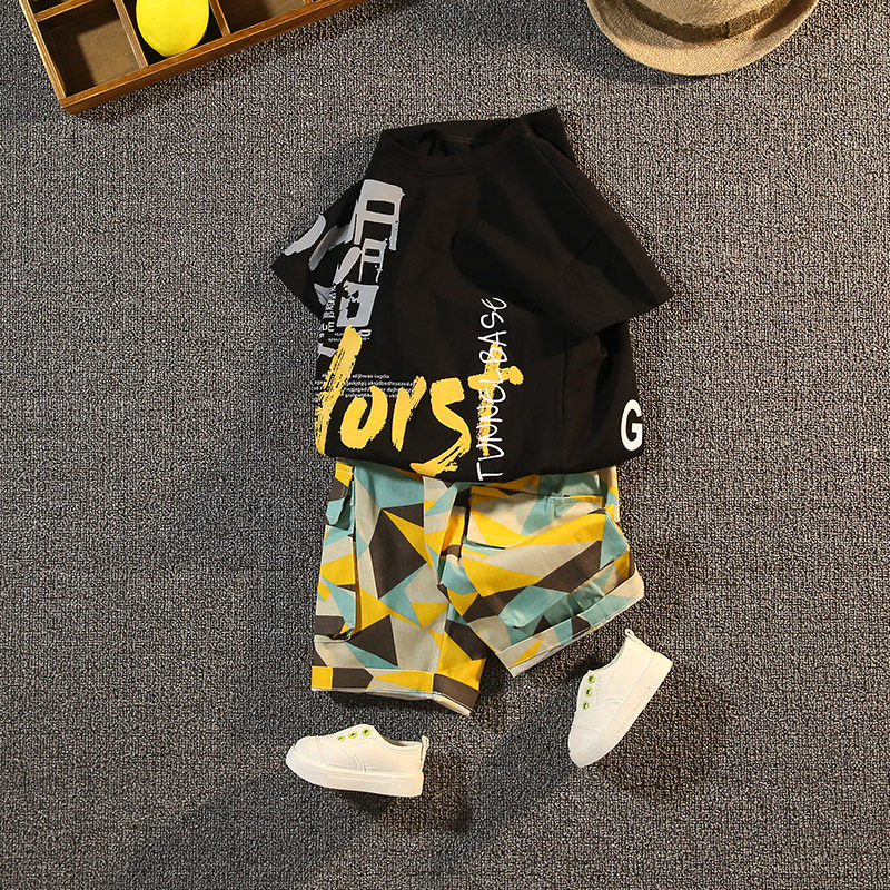 Boy suit Summer 2022 new handsome children Summer money Summer Han version Early childhood Summer clothing camouflages Little Boy Scout