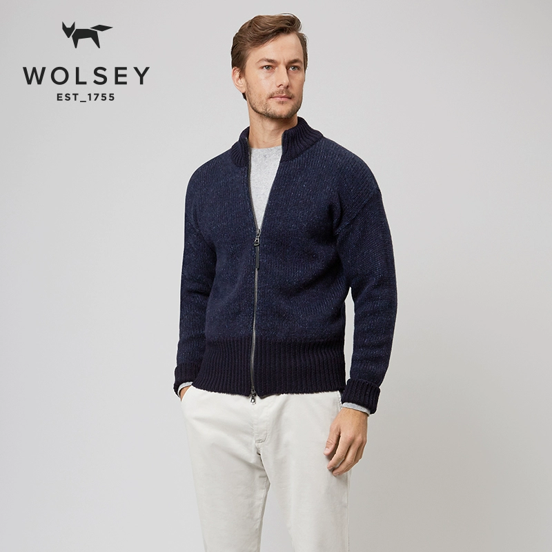 [Nhập khẩu từ Vương quốc Anh] WOLSEY mùa đông áo len nam mới len áo len thời trang Anh áo len cardigan mùa đông - Cardigan