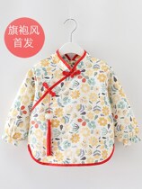 Girls  clothes can be worn outside the foreign style baby fashion Childrens winter cute princess eating bib painting anti-dressing