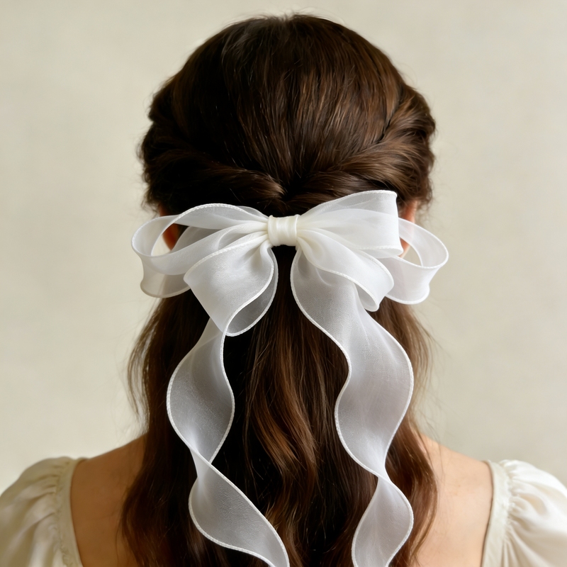 Super Fairy Organza Mesh Bow Ribbon Hair Clip for the Back of the Head, High-End Hairpin, Forest Style Hair Accessory Super Fairy Organza Mesh Bow Ribbon Hair Clip for the Back of the Head, High-End Hairpin, Forest Style Hair Accessory
