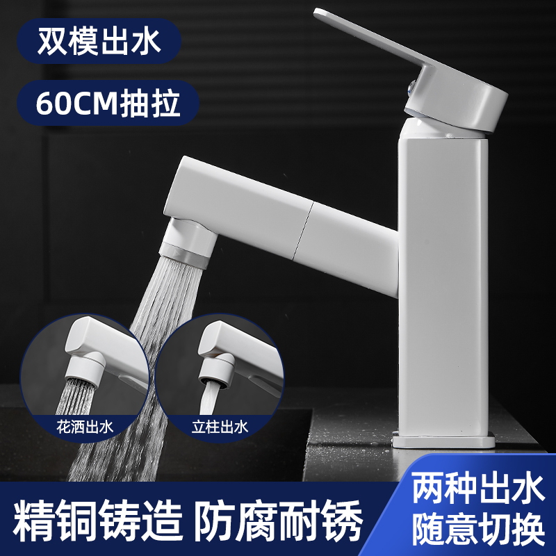 German craftsmanship all-copper dressing room washbasin pasta basin pull-out cold and hot white Terra basin pool telescopic tap