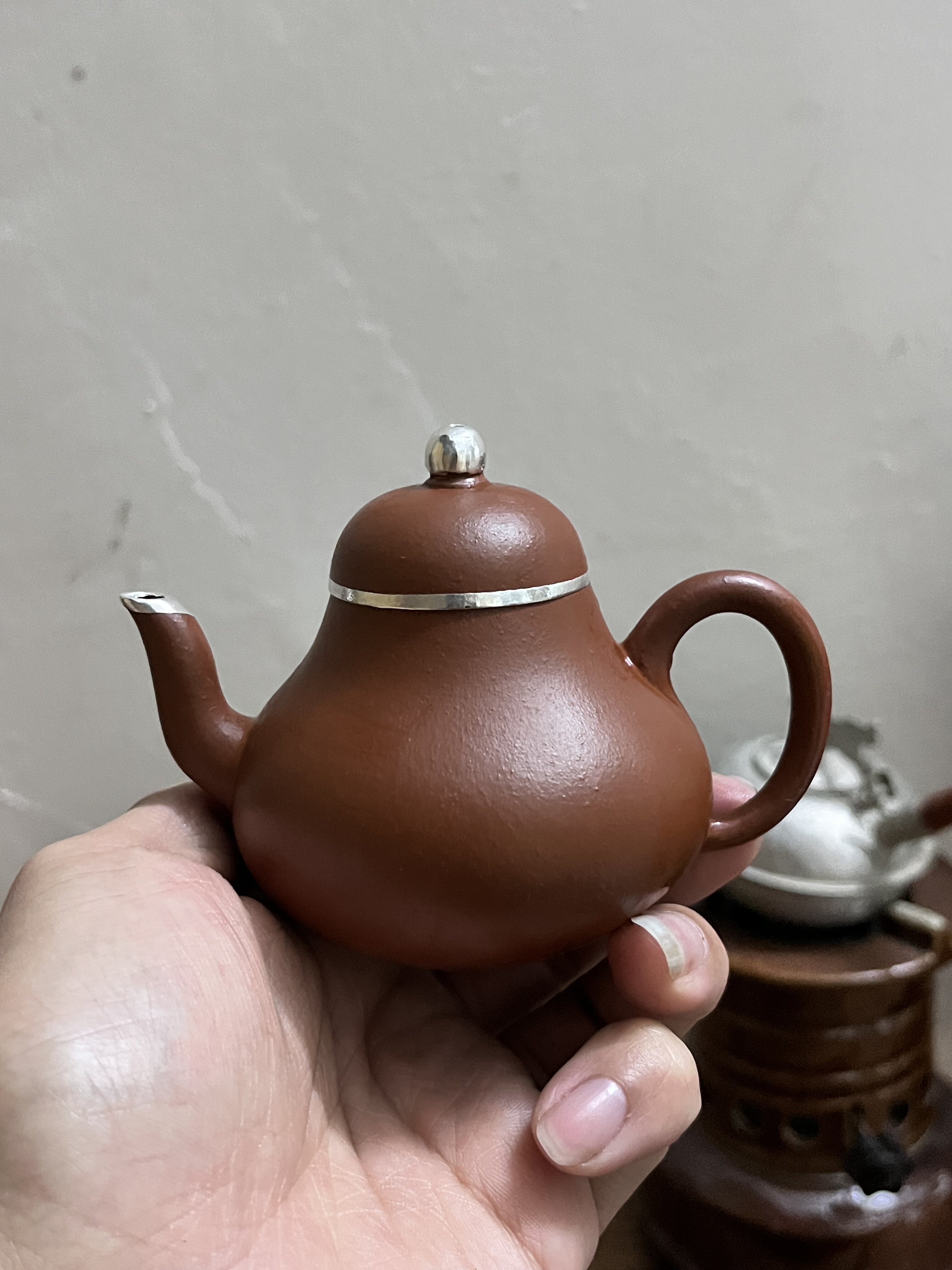 潮州工夫茶純錫茶器海棠形小茶盤幹泡臺銅線包邊純銅質感好-淘寶Taobao 