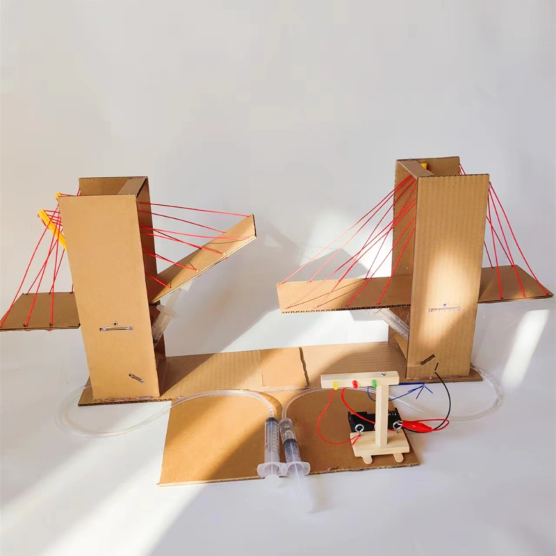 New Children's Hydraulic Lift Bridge Craft Material Kit Uses Waste Cardboard to Create Three-Dimensional Engineering Architectural Works