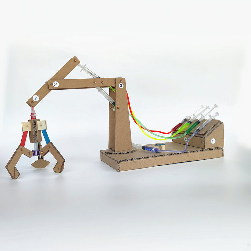 Corrugated Paper Hydraulic Claw Machine Arm DIY Material Kit Experiment Steam Elementary School Science Project