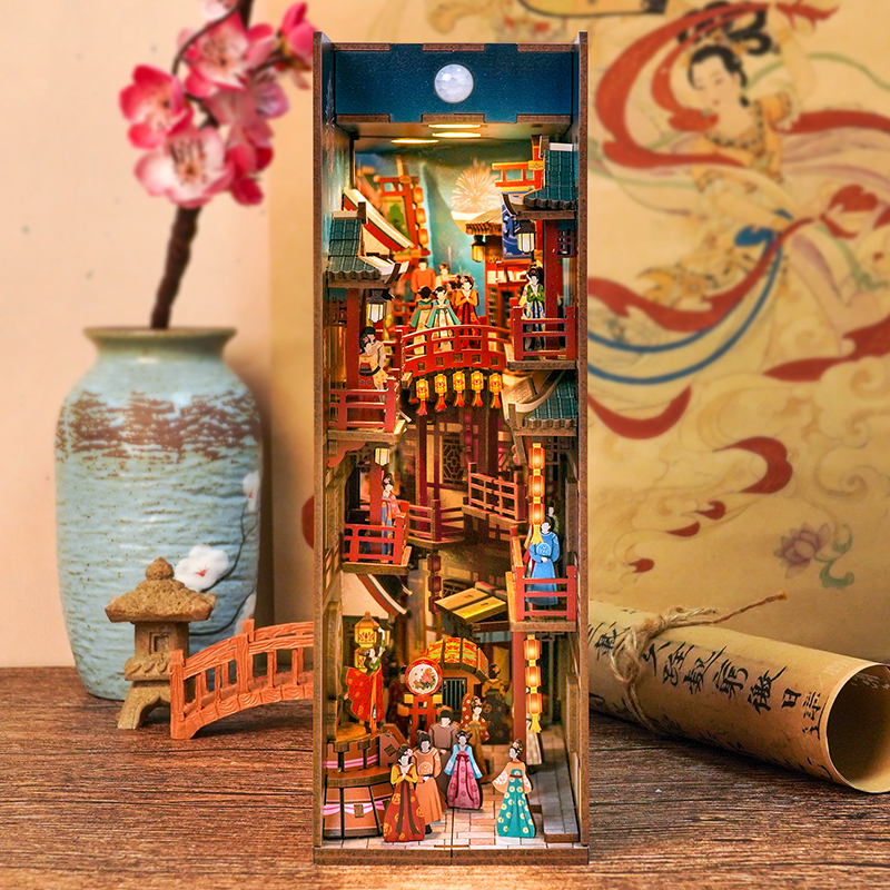 Same anecdote Books stand in full Tang night Feast induction 3d Assembled Book Stalls Diy Creative Home Swing women's New Year gifts-Taobao
