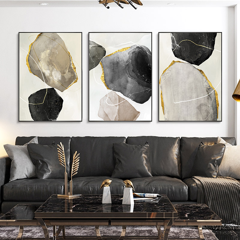 Stone to run oil painting Modern minimalist Villa Sofa background wall Bedside Hanging Painting Light Lavish Living Room Decoration Painting