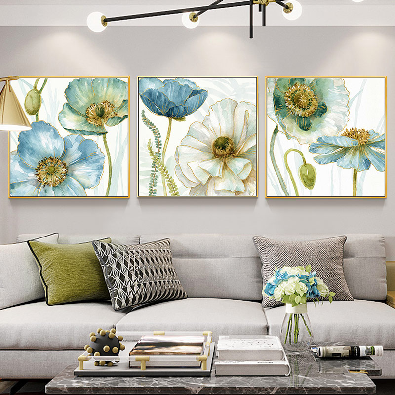 Pure hand-painted fresh flower oil painting Living room Decorative Painting Sofa Background Wall Mural Modern Brief Yogen Guan Bedroom Painting