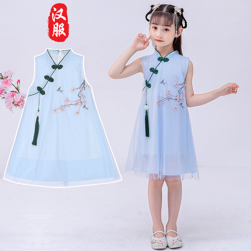 Girl's Han suit for summer dress 2020 new children embroidered qipao dress retro dresses princess dresses