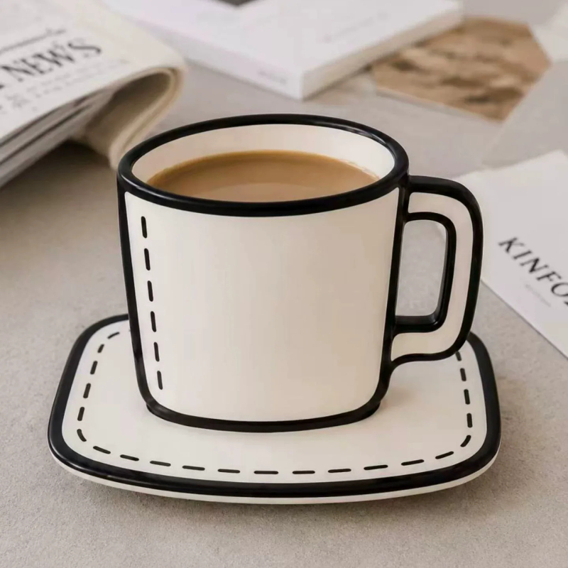 [Shipped Within 7 Days] Japanese Two-Dimensional Manga Ceramic Coffee Cup Water Cup for Women, High Aesthetic Value, 2026 New Model