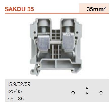 Weidmiller terminal block SAKDU series SAKDU 35 straight-through screw 1257010000