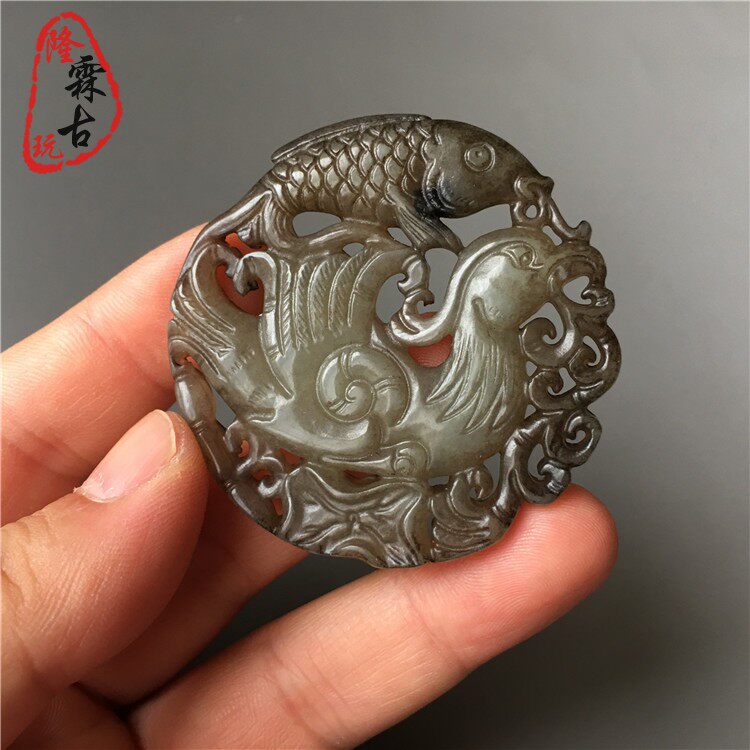 Украшения на шею 天然正品岫玉做旧抓住机遇吊坠复古老玉把件古玩饰品玉坠挂件车挂