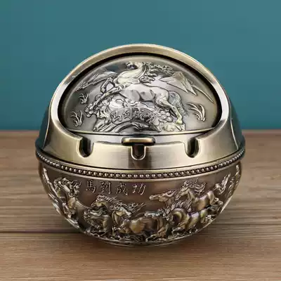 Ashtray household living room creative personality trend ins collection tank Office anti-flying ash smoke smell with lid ornaments