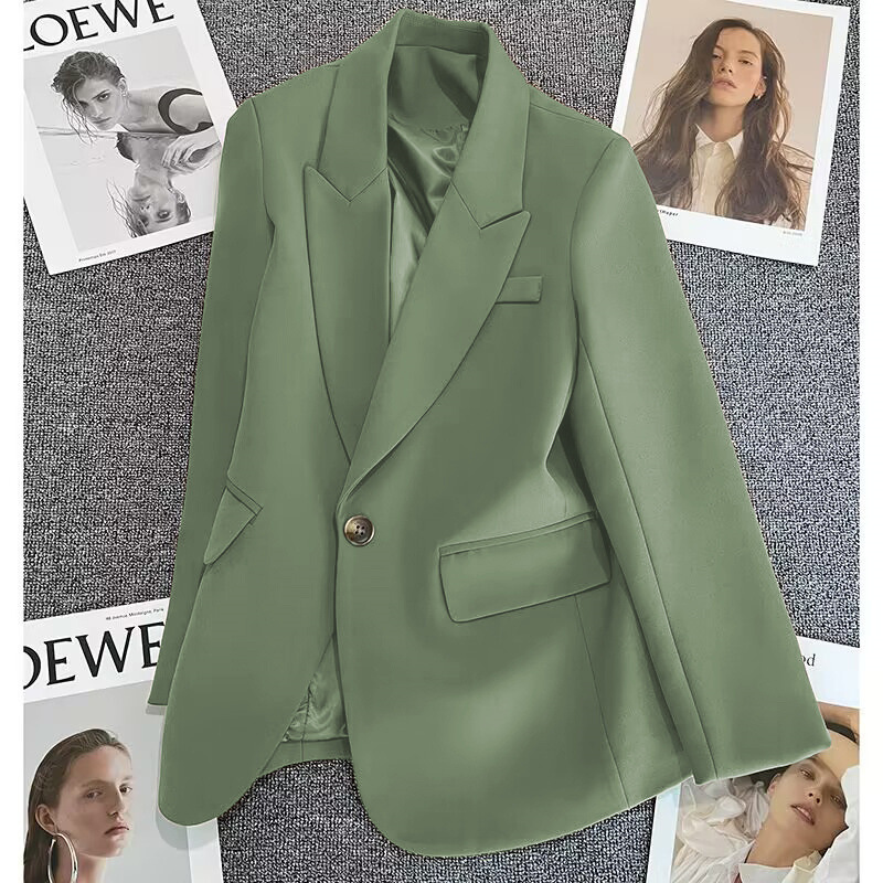 Green Blazer for Women 2026 Spring and Autumn New Style Petite One-Button Fashionable Trendy Versatile Elegant Suit